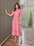 MULMUL PINK FLORAL JAAL BLOCK PRINTED DRESS MULMUL PINK FLORAL JAAL BLOCK PRINTED DRESS